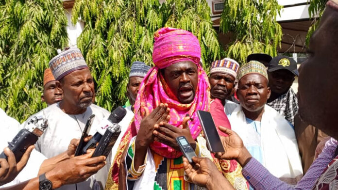 Comrade Murtala Garba aka Gamji, President, Northern Youth Elders Forum, briefing newsmen in Abuja